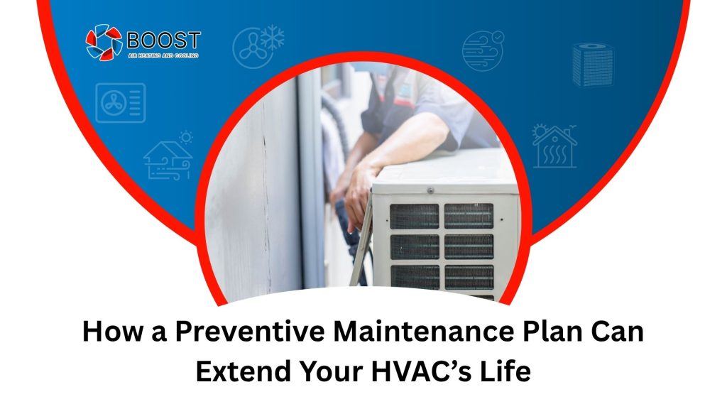 Technician performing preventive AC maintenance to extend HVAC lifespan in home