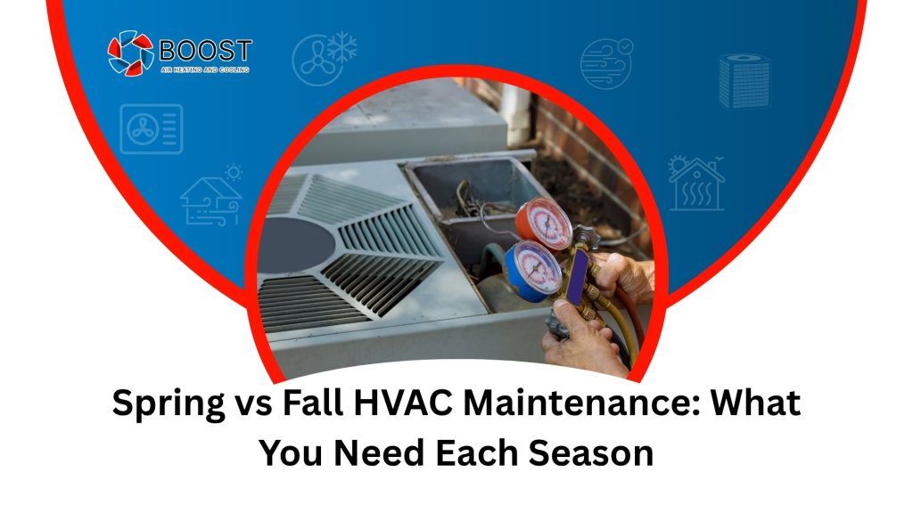Boost Air Heating and Cooling technician maintaining an HVAC unit